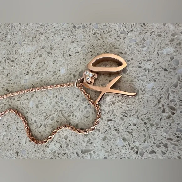Medium 18K Rose Gold Plated Short XO chain - Picture 7 of 8
